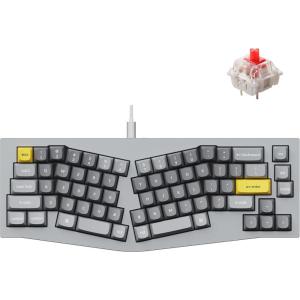 imageKeychron Q8 Wired Custom Mechanical Keyboard 65 Alice Layout QMKVIA Programmable with Hotswappable Gateron G Pro Blue Switch Double Gasket Compatible with Mac Windows Linux GreyRed Switch
