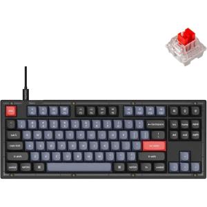 imageKeychron V3 Wired Custom Mechanical Keyboard TKL Tenkeyless QMKVIA Programmable Macro with Hotswappable Keychron K Pro Brown Switch Compatible with Mac Windows Linux Frosted BlackTranslucentHotswap Keychron K Pro Red Switch