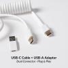 imageKeychron Custom Coiled Aviator USBC Cable  Light Blue 5Pin GX12 Detachable Metal Connector USBA Adapter Durable Braided Cable for Mechanical Keyboards Charging ampamp Data TransferWhite
