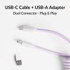 imageKeychron Custom Coiled Aviator USBC Cable  Mint 5Pin GX12 Detachable Metal Connector USBA Adapter Durable Braided Cable for Mechanical Keyboards Charging ampamp Data TransferLight Purple