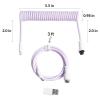 imageKeychron Custom Coiled Aviator USBC Cable  Mint 5Pin GX12 Detachable Metal Connector USBA Adapter Durable Braided Cable for Mechanical Keyboards Charging ampamp Data TransferLight Purple