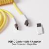 imageKeychron Custom Coiled Aviator USBC Cable  Mint 5Pin GX12 Detachable Metal Connector USBA Adapter Durable Braided Cable for Mechanical Keyboards Charging ampamp Data TransferYellow