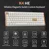 imageKeychron K4 HE  96 Compact Hall Effect Wireless Mechanical Keyboard with Number Pad Magnetic Switch Rapid Trigger Custom RGB QMKVIA 24GHzBT52Wired for MacWindowsLinux Wood Frame BlackSpecial Edition White