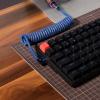 imageKeychron Premium Coiled USBC Angled Aviator Cable  Rainbow Plated Black 5Pin GX16 Detachable Metal Connector USBA Adapter DoubleSleeved Design for Mechanical Keyboards Charging ampamp Data SyncRainbow Plated Blue