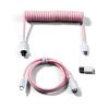 imageKeychron Custom Coiled Aviator USBC Cable  Light Blue 5Pin GX12 Detachable Metal Connector USBA Adapter Durable Braided Cable for Mechanical Keyboards Charging ampamp Data TransferLight Pink
