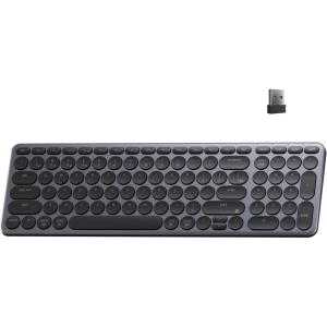 imageKeychron B4 Pro UltraSlim Wireless Keyboard 96 Bluetooth24 GHzWired Connection Keyboard with Numeric Keypad Launcher Compatible with Mac Windows Linux  Ivory WhiteSpace Gray