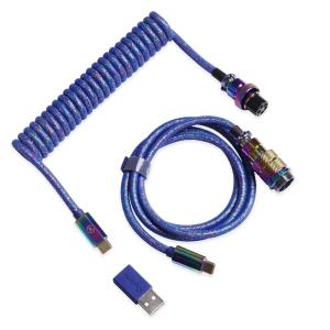 imageKeychron Colorful Premium Coiled TypeC Cable Straight  Rainbow Plated BlackRainbow Plated Blue