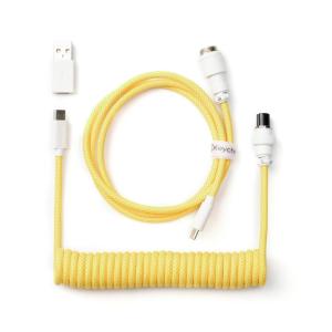 imageKeychron Custom Coiled Aviator USBC Cable  Mint 5Pin GX12 Detachable Metal Connector USBA Adapter Durable Braided Cable for Mechanical Keyboards Charging ampamp Data TransferYellow