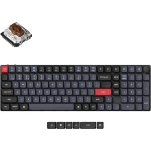 imageKeychron K17 Pro QMKVIA LowProfile Custom Wireless Mechanical Keyboard 96 Layout Programmable Knob BluetoothWired White Backlight Compatible with Mac Windows LinuxLowProfile Gateron Brown Switch