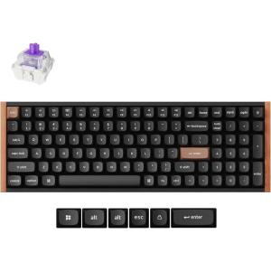 imageKeychron K4 HE  96 Compact Hall Effect Wireless Mechanical Keyboard with Number Pad Magnetic Switch Rapid Trigger Custom RGB QMKVIA 24GHzBT52Wired for MacWindowsLinux Wood Frame BlackSpecial Edition Black