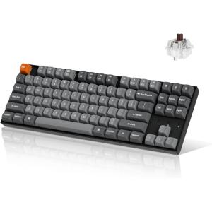 imageKeychron K8 Max TKL Mechanical Keyboard Wireless 87 Keys QMK 24 GHzBluetooth 51Wired Connection White Backlit with Programmable Keychron Super Red Switch for macOS Windows LinuxKeychron Super Brown Switch