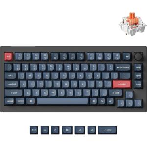 imageKeychron V1 Max 75 RGB Custom Mechanical Keyboard 24GhzBluetooth 51Wired QMKVIA Programmable Macro HotSwappable Gateron Jupiter Red Switch Gasket Mount for Mac Windows LinuxKeychron Silent K Pro Red Switch