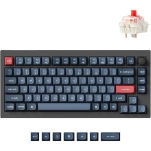 imageKeychron V1 Max 75 RGB Custom Mechanical Keyboard 24GhzBluetooth 51Wired QMKVIA Programmable Macro HotSwappable Gateron Jupiter Red Switch Gasket Mount for Mac Windows LinuxGateron Jupiter Red Switch