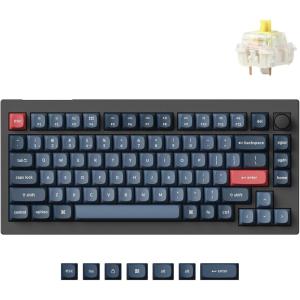 imageKeychron V1 Max 75 RGB Custom Mechanical Keyboard 24GhzBluetooth 51Wired QMKVIA Programmable Macro HotSwappable Gateron Jupiter Red Switch Gasket Mount for Mac Windows LinuxGateron Jupiter Banana Switch