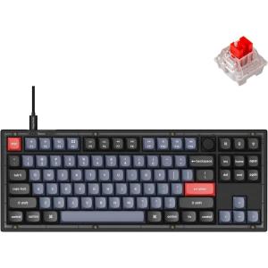 imageKeychron V3 Wired Custom Mechanical Keyboard Knob Version TKL QMKVIA Programmable Macro with Hotswappable Keychron K Pro Red Switch Compatible with Mac Windows Linux Frosted BlackTranslucentHotswap Keychron K Pro Red Switch