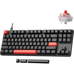 imageLEMOKEY X1 Wired Mechanical Keyboard QMK Programmable TKL Layout with PreLubed Linear Switch NorthFacing Red Backlit NKRO Compatible with WindowsKEYCHRON Mechanical Red Switch