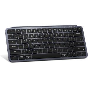 imageKeychron B1 Pro UltraSlim ZMKLauncher Wireless Bluetooth 24 GHzWired Connection Keyboard for Mac Windows Linux  GrayGray