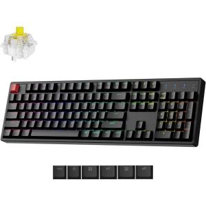 imageKeychron K10 Full Size 104 Keys Bluetooth WirelessUSB Wired Mechanical Gaming Keyboard for Mac with K Pro Red SwitchRGB BacklightMultitasking Computer Keyboard for Windows Aluminum FrameKeychron Super Banana Switch