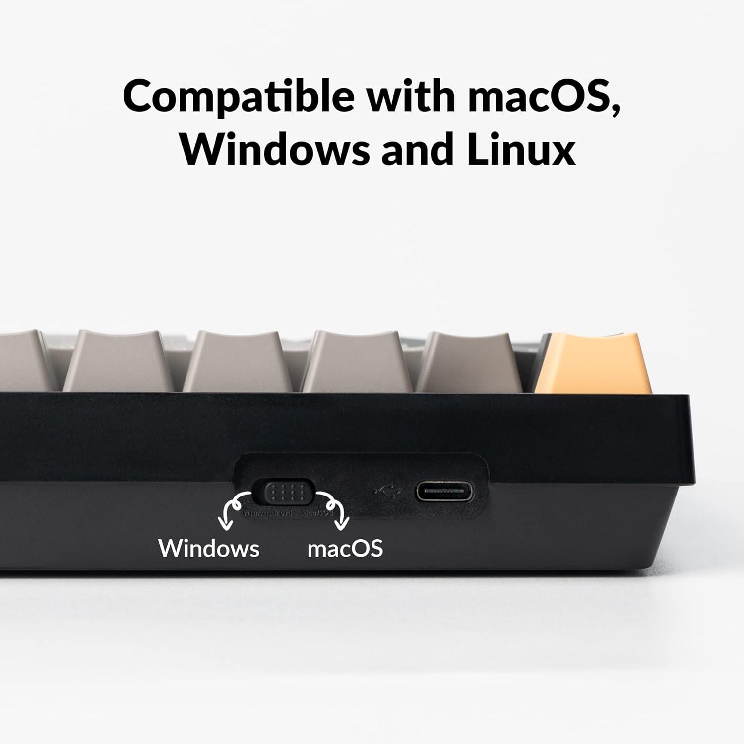 imageKeychron C2 Pro Wired Custom Mechanical Keyboard Full Size Layout QMKVIA Programmable Macro White Backlit with Tactile Brown Switch OEM Profile DoubleShot PBT Keycaps for Mac Windows LinuxBrown Switch