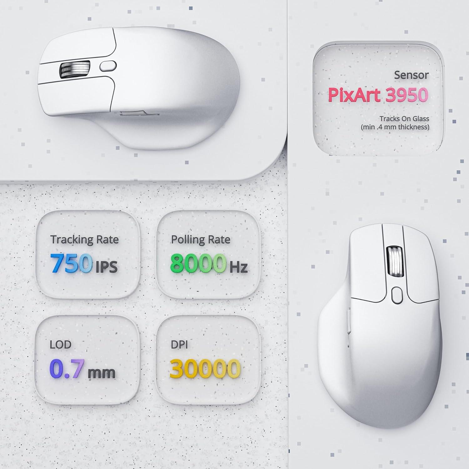 imageKeychron M6 Silent Wireless Gaming Mouse 1000Hz Polling Bluetooth 5324GHzWired PixArt 3311 Optical Sensor up to 12000 DPI Lightweight 86g Programmable for WindowsMacLinux  BlackWhite