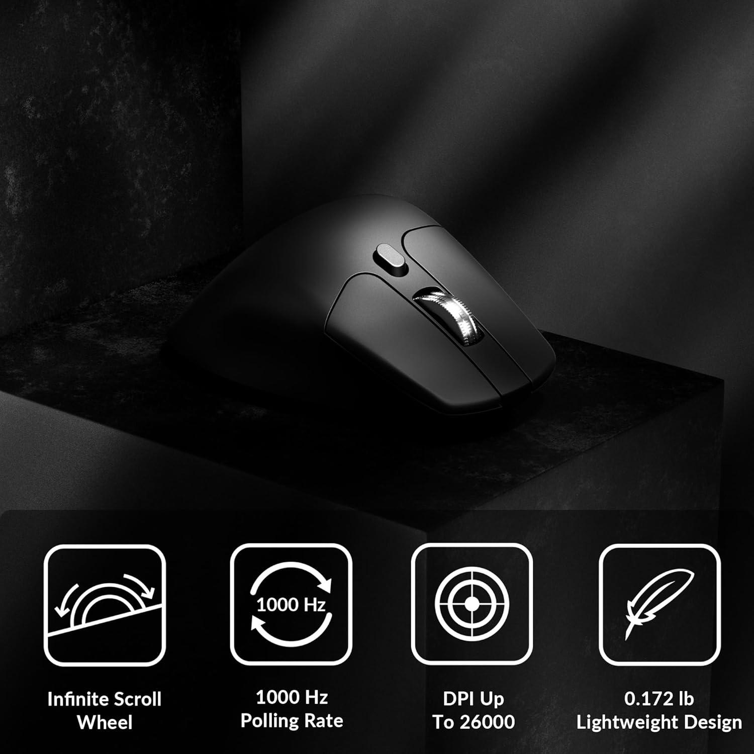 imageKeychron M6 Silent Wireless Gaming Mouse 1000Hz Polling Bluetooth 5324GHzWired PixArt 3311 Optical Sensor up to 12000 DPI Lightweight 86g Programmable for WindowsMacLinux  BlackBlack