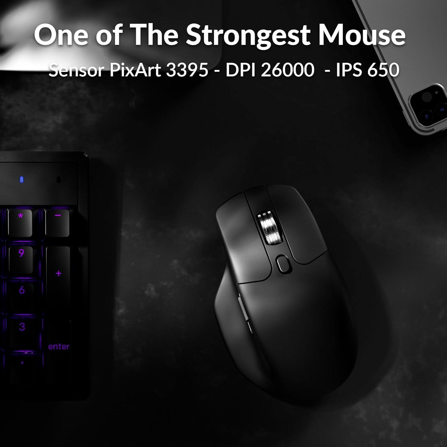 imageKeychron M6 Silent Wireless Gaming Mouse 1000Hz Polling Bluetooth 5324GHzWired PixArt 3311 Optical Sensor up to 12000 DPI Lightweight 86g Programmable for WindowsMacLinux  BlackBlack