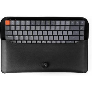 imageKeychron Saffiano Leather Travel Pouch  Slim 75 Compact Mechanical Keyboard Sleeve Compatible with K3  K3 Pro  K3 Max  K12  S1 Black