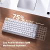 imageKeychron KJ1 Low Profile Wireless Mechanical Keyboard  75 Layout Red Switch QMK RGB Backlit 24GBluetoothUSBC DoubleShot PBT Keycaps 2000mAh Battery MacWinLinux Compatible  WhiteWhite  Brown Switch