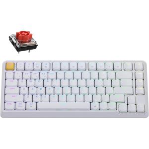 imageKeychron KJ1 Low Profile Wireless Mechanical Keyboard  75 Layout Red Switch QMK RGB Backlit 24GBluetoothUSBC DoubleShot PBT Keycaps 2000mAh Battery MacWinLinux Compatible  WhiteWhite  Red Switch