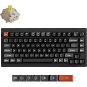 imageKeychron V1 Ultra 8K Wireless 24 GHz ampamp Bluetooth Custom Mechanical Keyboard Launcher Web App with Hotswappable Keychron Silk POM Brown Switches PBT Keycaps for Mac Windows LinuxHotswap Keychron Silk POM Banana Switch