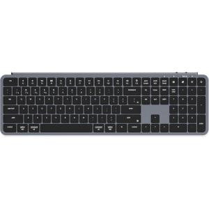 imageKeychron B6 Pro UltraThin Wireless Keyboard FullSize ZMK with Numeric Keypad Quiet Typing 24 GHzBluetooth 52Wired Connection Long Battery Life Compatible with Mac Windows Linux  Retro RedSpace Gray