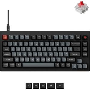 imageKeychron V1 8K 75 Wired Mechanical Keyboard with Programmable Knob OSA PBT Keycaps Hotswappable with Keychron Super Red Switchs 8000 Hz Polling Rate RGB Backlit for Mac Windows LinuxKeychron Red Switch