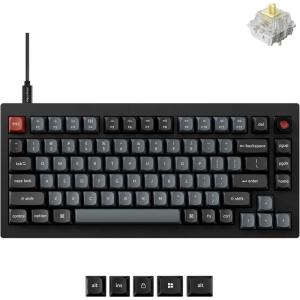 imageKeychron V1 8K 75 Wired Mechanical Keyboard with Programmable Knob OSA PBT Keycaps Hotswappable with Keychron Super Red Switchs 8000 Hz Polling Rate RGB Backlit for Mac Windows LinuxKeychron Banana Switch