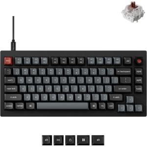 imageKeychron V1 8K 75 Wired Mechanical Keyboard with Programmable Knob OSA PBT Keycaps Hotswappable with Keychron Super Red Switchs 8000 Hz Polling Rate RGB Backlit for Mac Windows LinuxKeychron Brown Switch