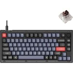 imageKeychron V1 Wired Custom Mechanical Keyboard Knob Version 75 Layout QMKVIA Programmable with Hotswappable Keychron K Pro Red Switch Compatible with Mac Windows Linux Frosted BlackTranslucentHotswap Keychron K Pro Brown Switch