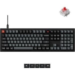 imageKeychron V6 8K Full Size Wired Mechanical Keyboard with Programmable Knob 8000 Hz Polling Rate OSA PBT Keycaps Hotswappable Super Red Switchs RGB Backlit for Mac Windows LinuxRed Switch
