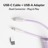image:imageKeychron Custom Coiled Aviator USBC Cable Black 5Pin GX12 Detachable Metal Connector USBA Adapter Durable Braided Cable for Mechanical Keyboards Charging amp Data TransferLight Purple