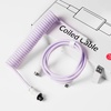 image:imageKeychron Custom Coiled Aviator USBC Cable Black 5Pin GX12 Detachable Metal Connector USBA Adapter Durable Braided Cable for Mechanical Keyboards Charging amp Data TransferLight Purple