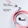 image:imageKeychron Custom Coiled Aviator USBC Cable Black 5Pin GX12 Detachable Metal Connector USBA Adapter Durable Braided Cable for Mechanical Keyboards Charging amp Data TransferLight Pink