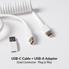 image:imageKeychron Custom Coiled Aviator USBC Cable Black 5Pin GX12 Detachable Metal Connector USBA Adapter Durable Braided Cable for Mechanical Keyboards Charging amp Data TransferWhite