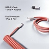 image:imageKeychron Custom Coiled Aviator USBC Cable Black 5Pin GX12 Detachable Metal Connector USBA Adapter Durable Braided Cable for Mechanical Keyboards Charging amp Data TransferPink Orange