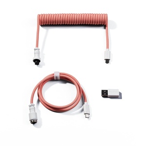 image:imageKeychron Custom Coiled Aviator USBC Cable Black 5Pin GX12 Detachable Metal Connector USBA Adapter Durable Braided Cable for Mechanical Keyboards Charging amp Data TransferPink Orange