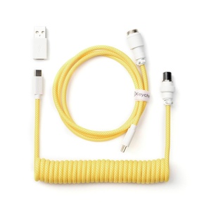 image:imageKeychron Custom Coiled Aviator USBC Cable Black 5Pin GX12 Detachable Metal Connector USBA Adapter Durable Braided Cable for Mechanical Keyboards Charging amp Data TransferYellow