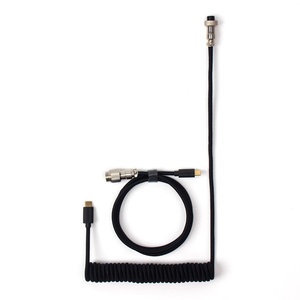 image:imageKeychron Custom Coiled Aviator USBC Cable Black 5Pin GX12 Detachable Metal Connector USBA Adapter Durable Braided Cable for Mechanical Keyboards Charging amp Data TransferBlack