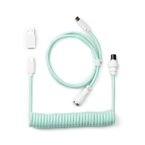 image:imageKeychron Custom Coiled Aviator USBC Cable Black 5Pin GX12 Detachable Metal Connector USBA Adapter Durable Braided Cable for Mechanical Keyboards Charging amp Data TransferMint