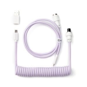 image:imageKeychron Custom Coiled Aviator USBC Cable Black 5Pin GX12 Detachable Metal Connector USBA Adapter Durable Braided Cable for Mechanical Keyboards Charging amp Data TransferLight Purple