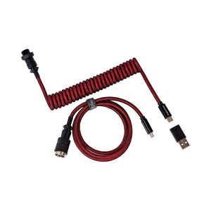 image:imageKeychron Custom Coiled Aviator USBC Cable Black 5Pin GX12 Detachable Metal Connector USBA Adapter Durable Braided Cable for Mechanical Keyboards Charging amp Data TransferRed