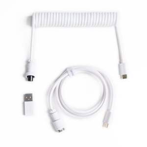 image:imageKeychron Custom Coiled Aviator USBC Cable Black 5Pin GX12 Detachable Metal Connector USBA Adapter Durable Braided Cable for Mechanical Keyboards Charging amp Data TransferWhite
